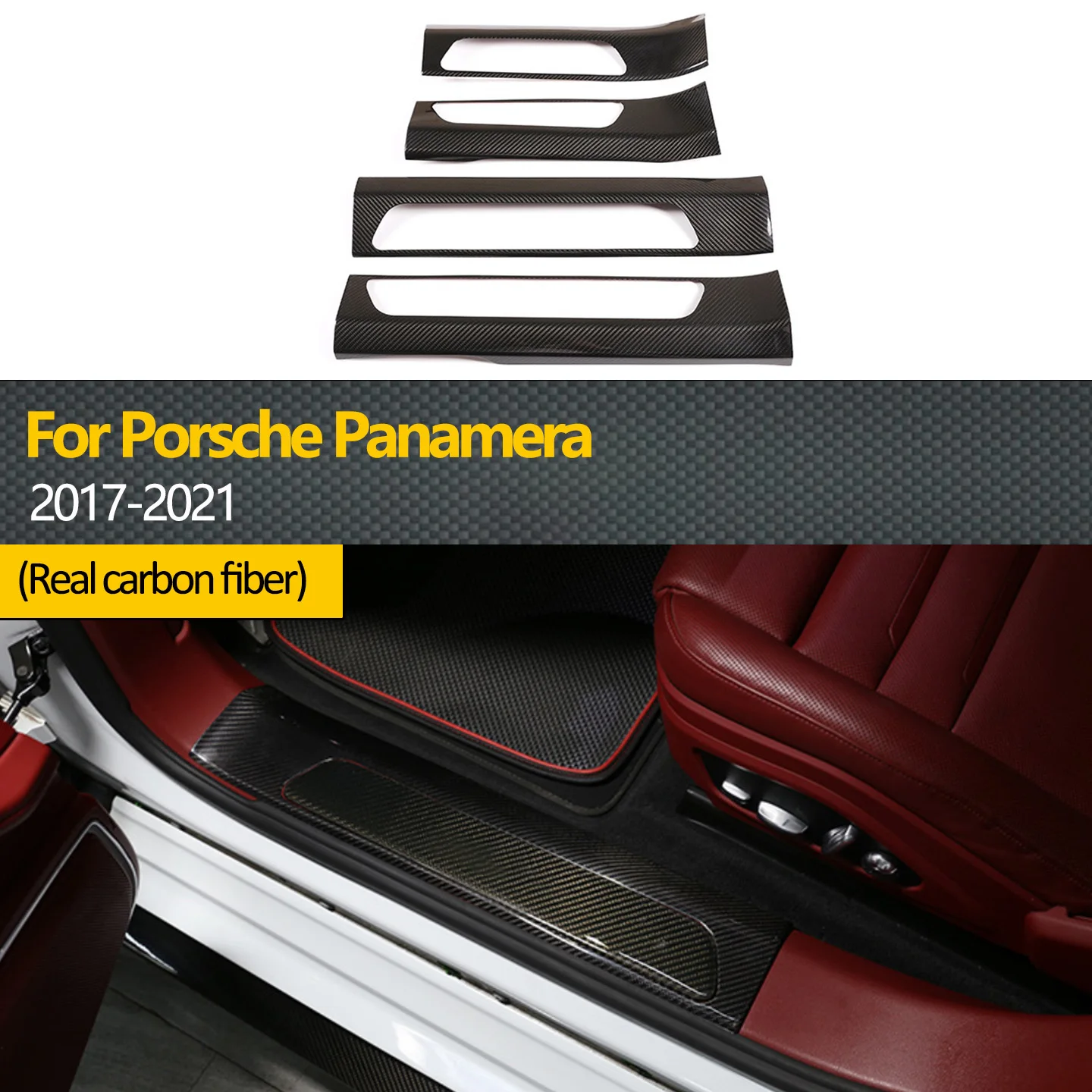 

Подходит для Porsche 2017-2021 Panamera с длинной колесной базой из натурального углеродного волокна, дверной порог, декоративная накладка педали, модификация