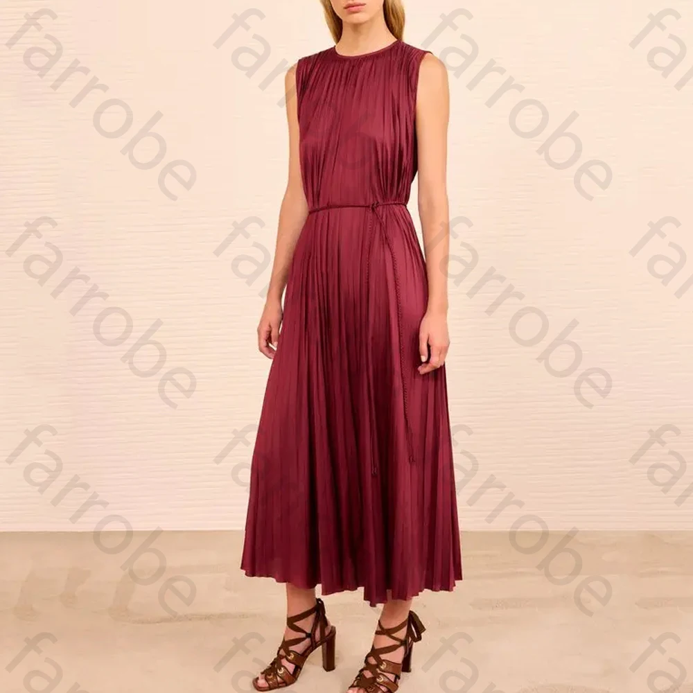 

Elegant O-neck Sleeveless Evening Dresses Sexy Pleat Long Dress Exquisite High Quality Prom Party Gowns for Women Customized