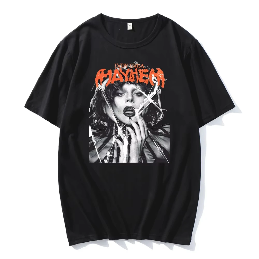 

Футболки Lady Gaga Mayhem, высококачественные хлопковые футболки в стиле хип-хоп, модные мужские и женские эстетические футболки в стиле ретро, летняя новая одежда