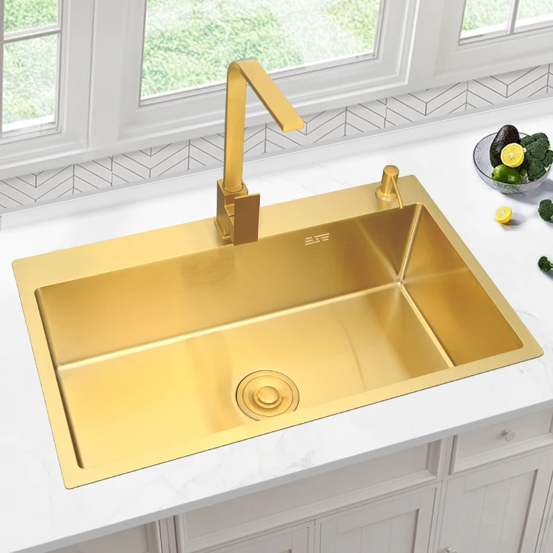 Golden nano stainless steel sink sink single sink 304 handmade kitchen sink size