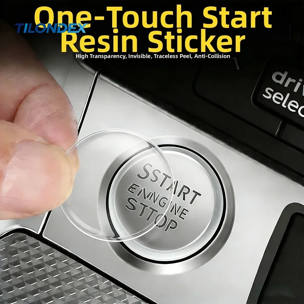 TILONDEX Crystal Transparent Ignition Switch Sticker HD Light Transmitting Protective Film Start Stop Button Protector Scratch