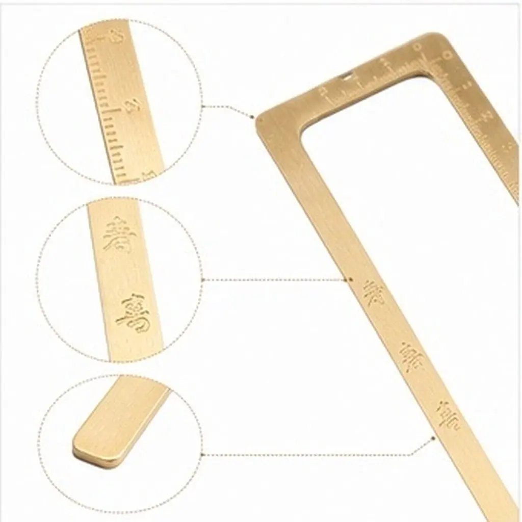 Brass Ruler For Study Room Desk Book Paperweight Rectangular Heavy Duty Desktop Ornament Scale