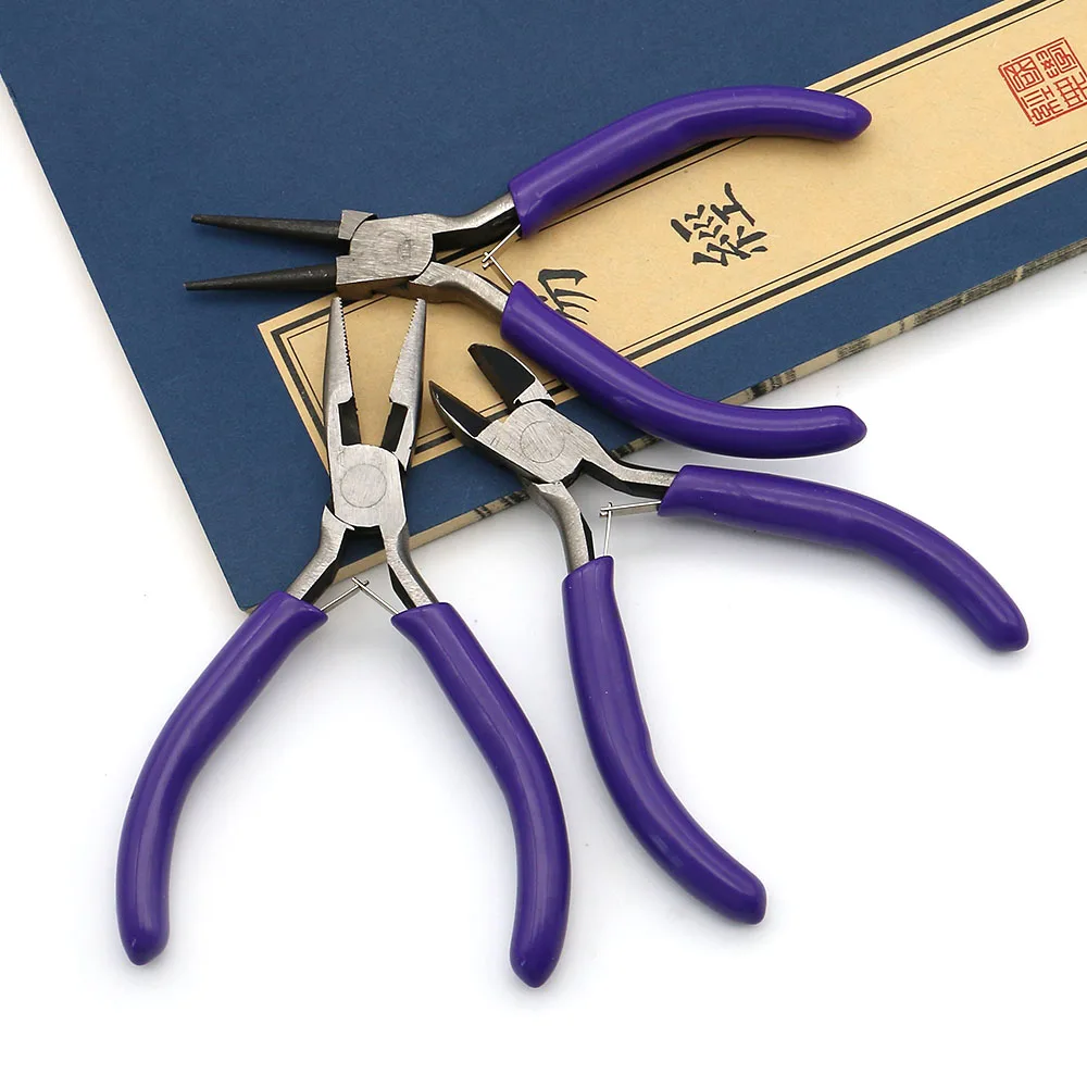 New Three-piece Set Multi-functional Jewelry Needle-nose Diagonal Pliers Auxiliary Tool Accessories for DIY Jewelry Small Pliers