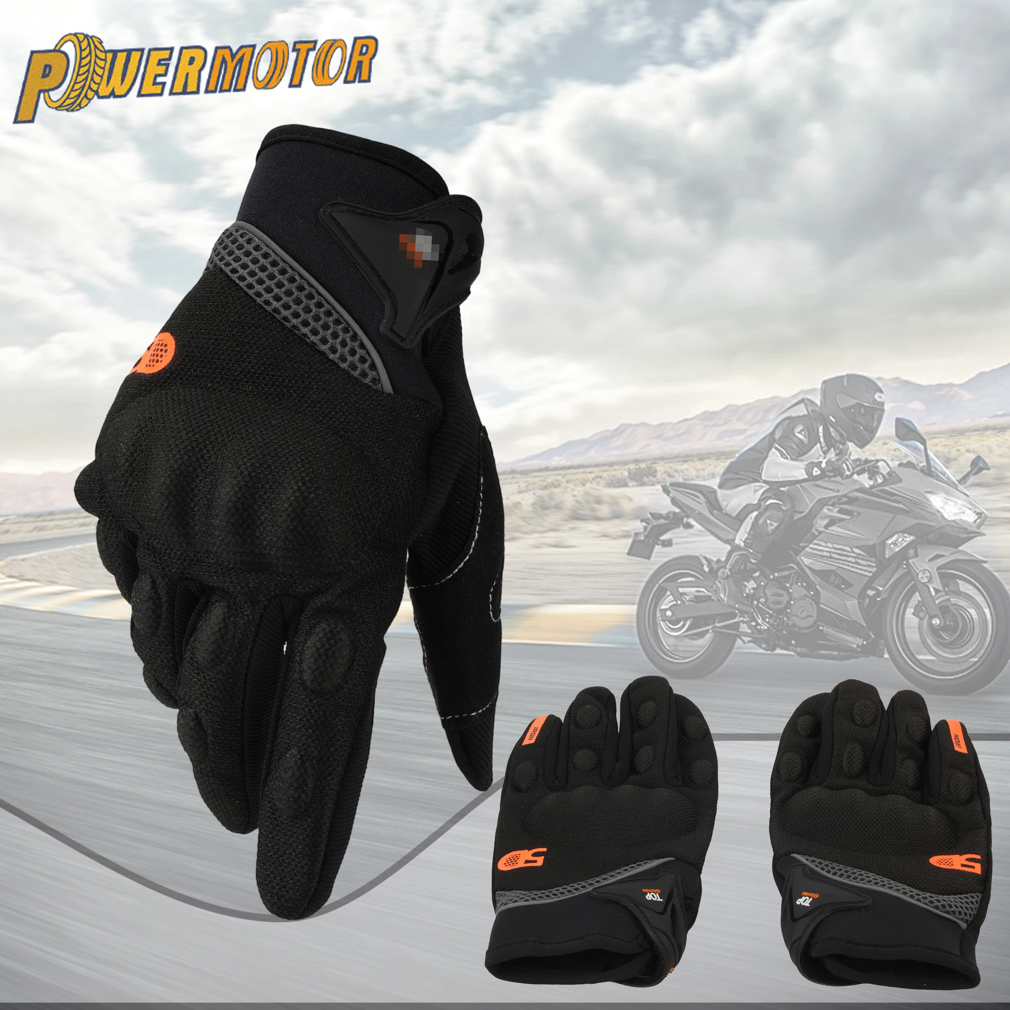 Powermotor Motorcycle Motorbike Gloves Motocross Mesh Racing Gloves Glove Racing Gloves Full Finger Riding Glove For Men