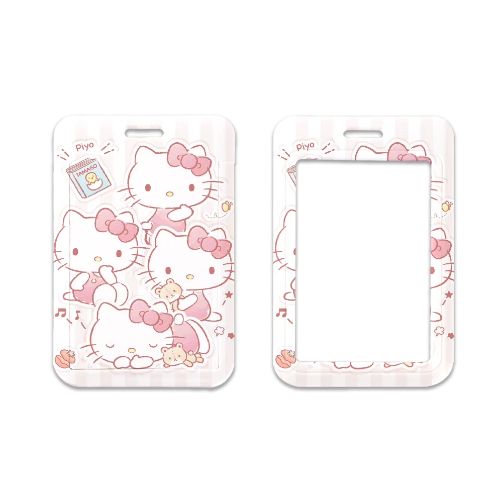 Cute Hello Kitty ID Badge Card Holder Lanyard Sanrio Girls Door Card Case Neck Strap Credit Card Holder Credentials Accessories