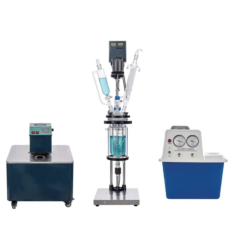 Wholesale Automatic Double Layer Jacketed Glass Lined 5L Lab Reaction Kettle with Engine and Motor