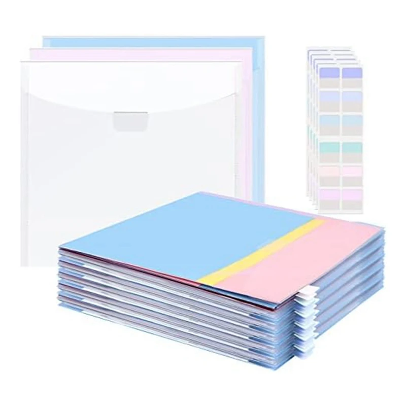 50Pcs Clear Scrapbook Paper Organizer With 120Pcs Sticky Index Tabs For Holding Scrapbook Paper Cardstock Vinyl Paper Kit