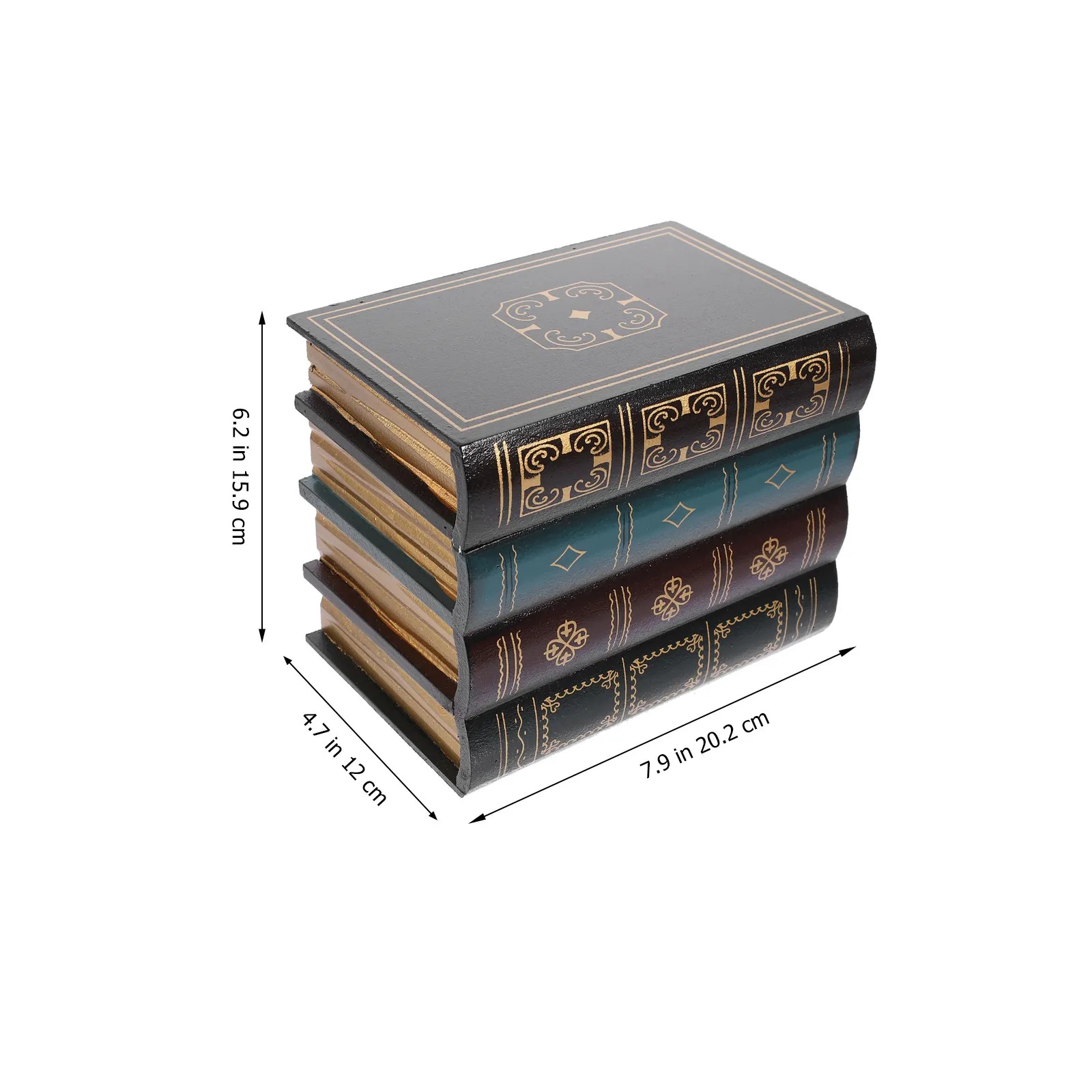 2Pcs High Grade Wooden Simulation Book Ornament Exquisite Home Office Coffee Shop Decor Tabletop Bookshelf Display Prop Fake