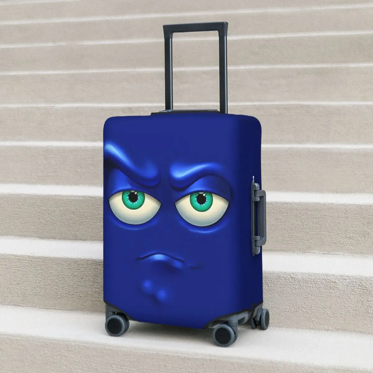 

3d Cute Face Suitcase Cover Funny Expression Strectch Cruise Trip Protector Luggage Supplies Holiday