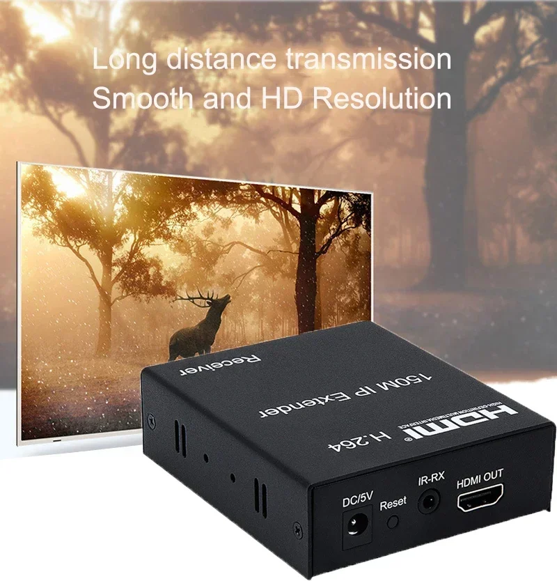 H.264 150M HDMI IP Extender video sender Via RJ45 Ethernet Cat5e Cat6 Cable Support Network Switch 1 Transmitter To 253 Receiver