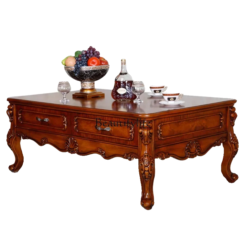 

LD33American solid wood coffee table European retro coffee table European small apartment