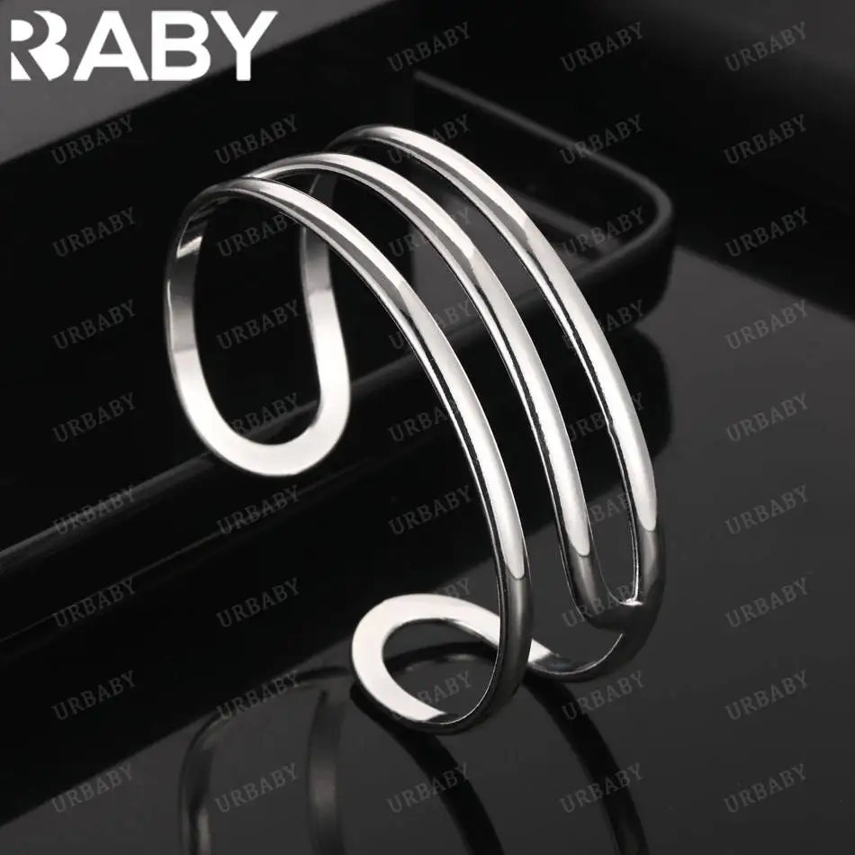 

URBABY 925 Sterling Silver Design Line Bangle For Women Creativity Gifts Street All-match Party And Daily Wear