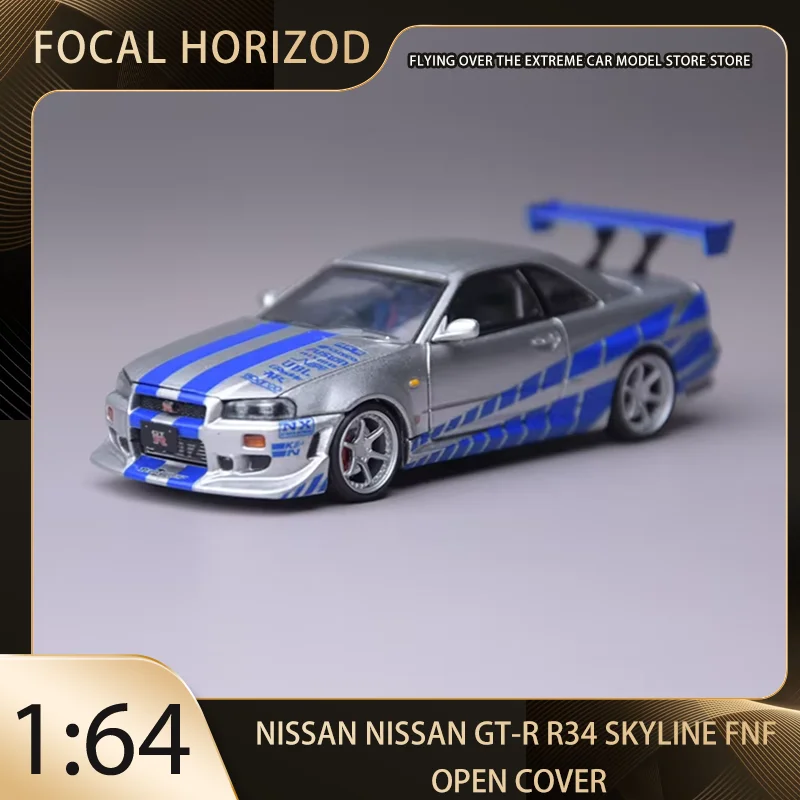 

Focal Horizon 1:64 Skyline GT-R R34 Skyline FNF Open Cover Alloy Premium Diecast Vehicle Model Toys Collectible Display Piece