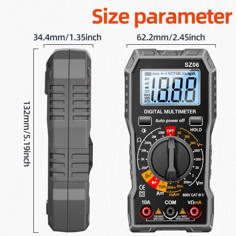 Multimeter Electrical Ammeter Ohm Tester Battery Operated(NOT Included) Dropship