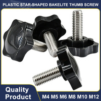 M4 M5 M6 M8 M10 M12 Black Plastic Star-Shaped Bakelite Thumb Screw Hand Knob Bolts Head Bolt Tightening Thumb Screw 1Pcs-10Pcs
