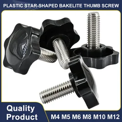 M4 M5 M6 M8 M10 M12 Black Plastic Star-Shaped Bakelite Thumb Screw Hand Knob Bolts Head Bolt Tightening Thumb Screw 1Pcs-10Pcs
