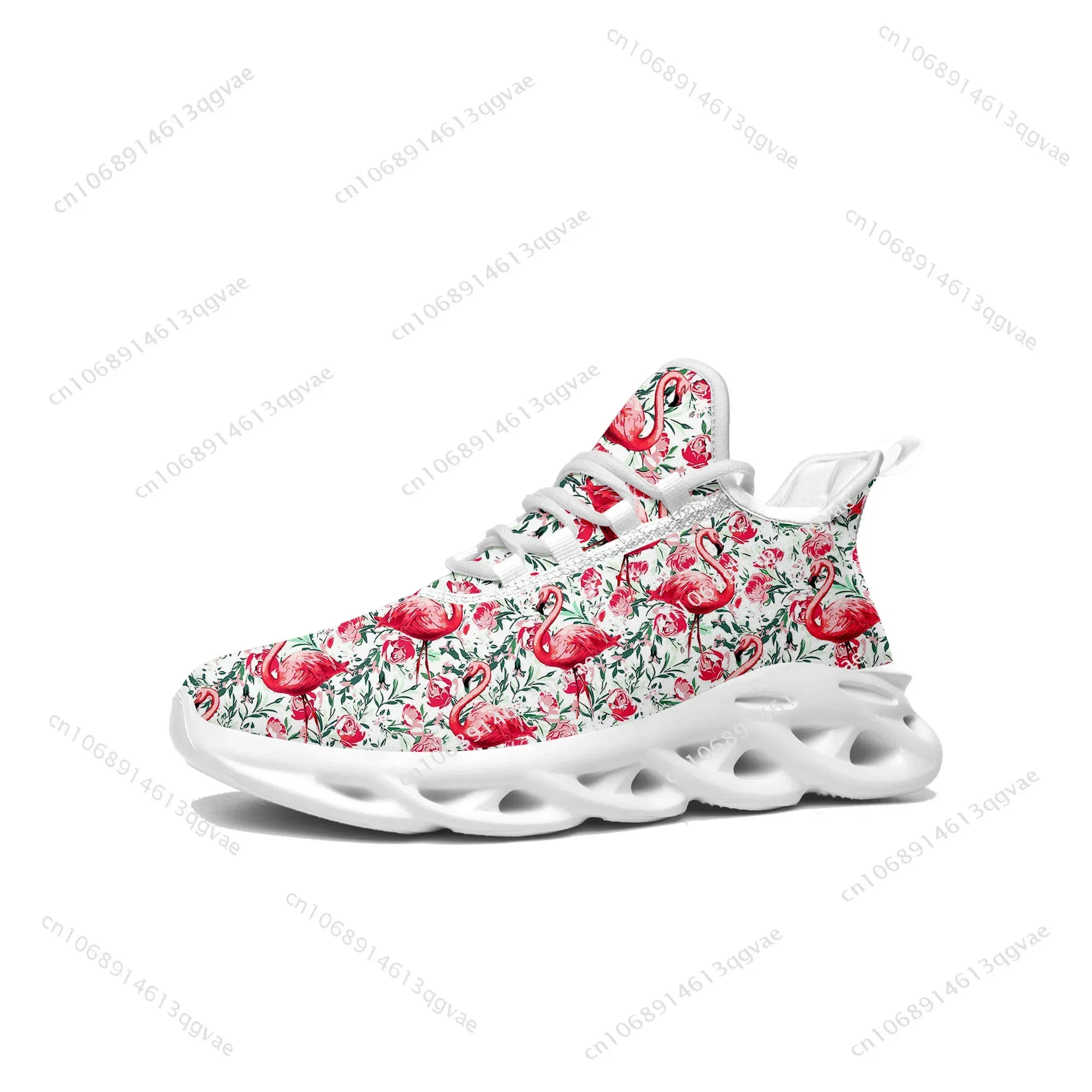 Flamingo Printed Flats Sneakers Mens Womens Sports Running High Quality Sneaker Lace Up Mesh Footwear Tailor-made Shoe White