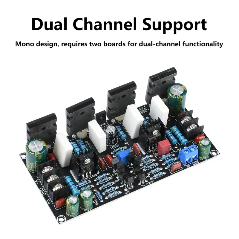 ± 20V-90V Audio Amplifier 200W Mono Audio Amplifier Module A1943/C5200 Tube Rear Amplifier High Fidelity Pure Sound Quality