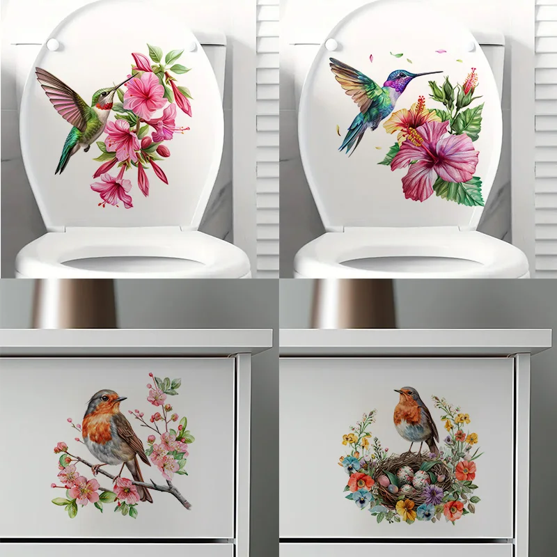 

MT747# Beautiful Spring Theme Birds Stickers, Used for Toilet Lid, Wall, Door, Cabinet, Window, Car Decoration, Vinyl Decal