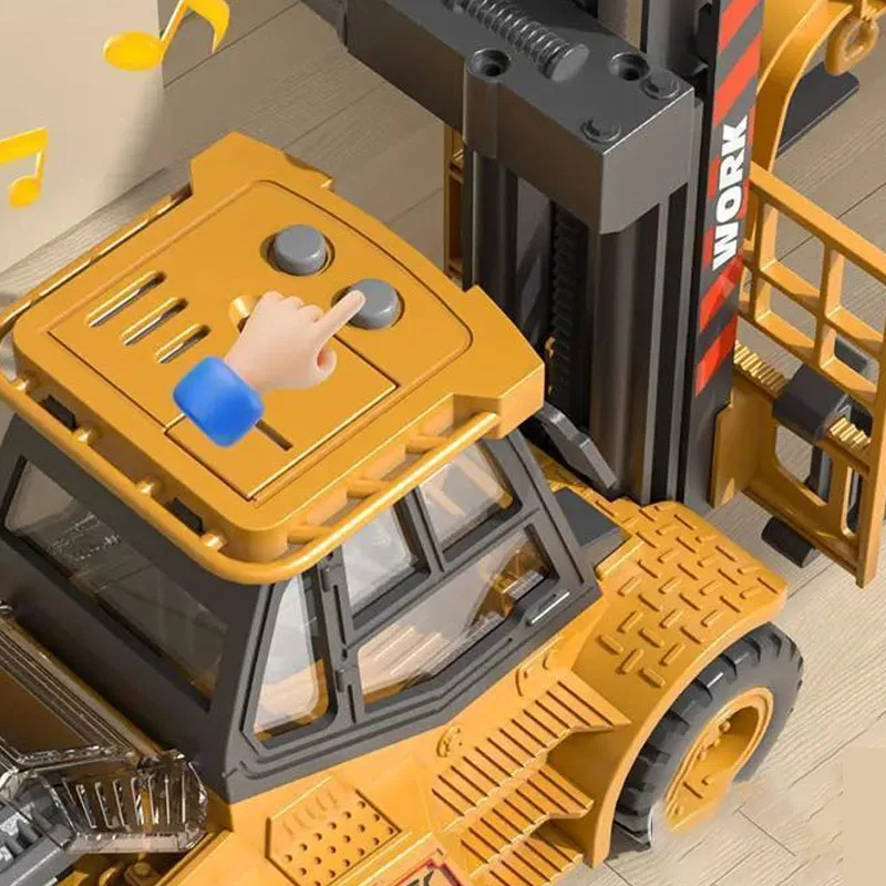 2025 جديد كبير الصوت والضوء رافعة شوكية للأطفال الهندسة سيارة رافعة شوكية قابلة للرفع الأولاد دمى هدايا #6