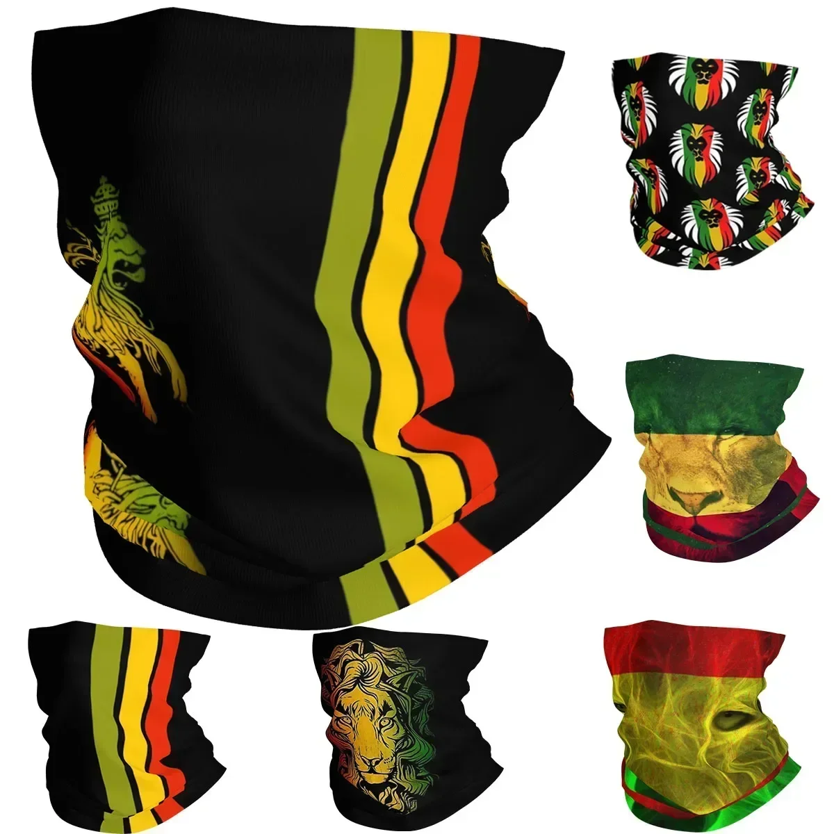 Rasta Lion Stripe Bandana Neck Cover Reggae Jamaican Jamaica Proud Wrap Scarf Cycling Scarf Hiking for Men Women Adult Windproof