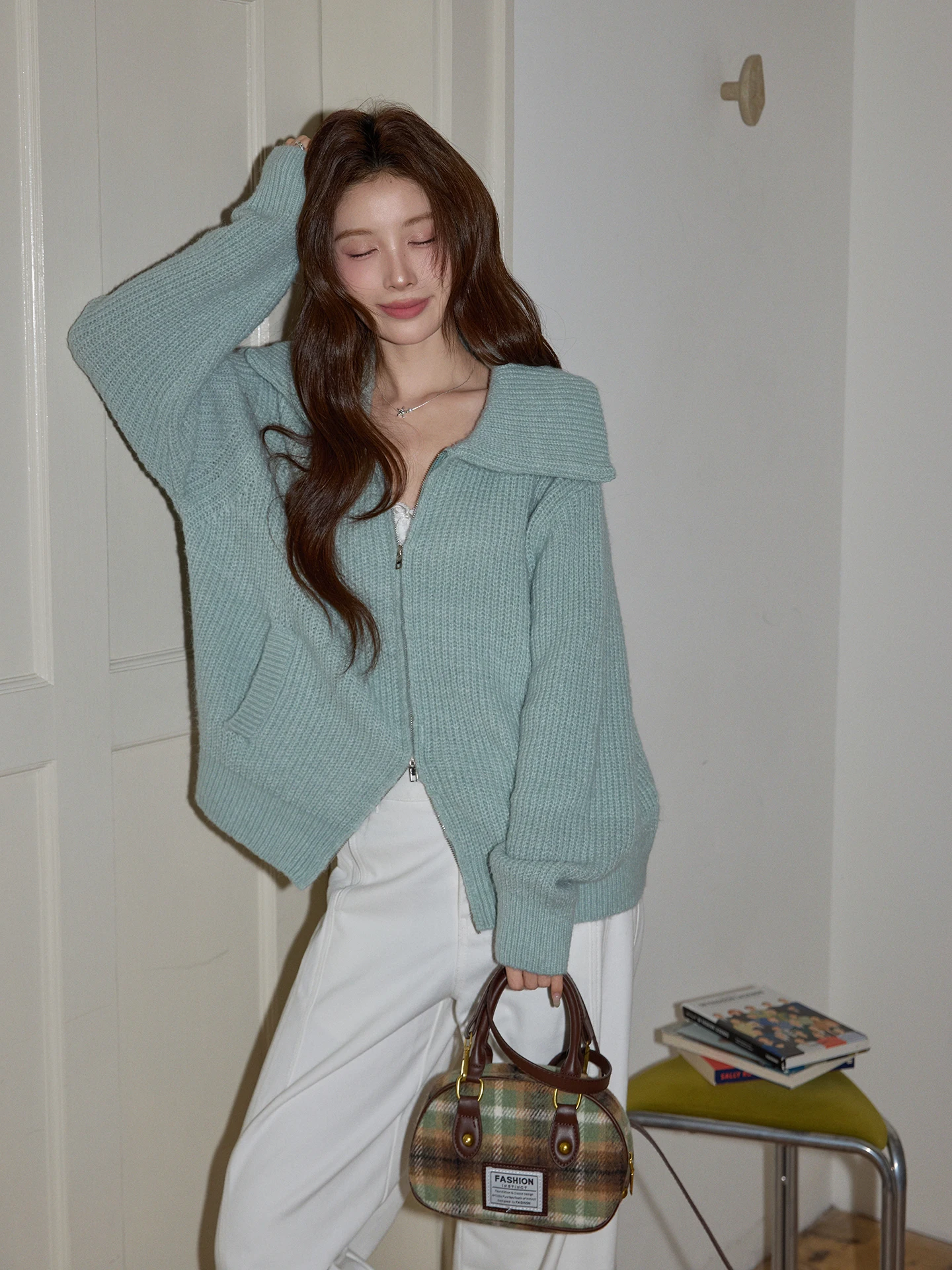 

Утепленный кардиган Chaocha Home Mint: женский свободный повседневный свитер с длинными рукавами, верхняя одежда для осени и зимы в уличном стиле