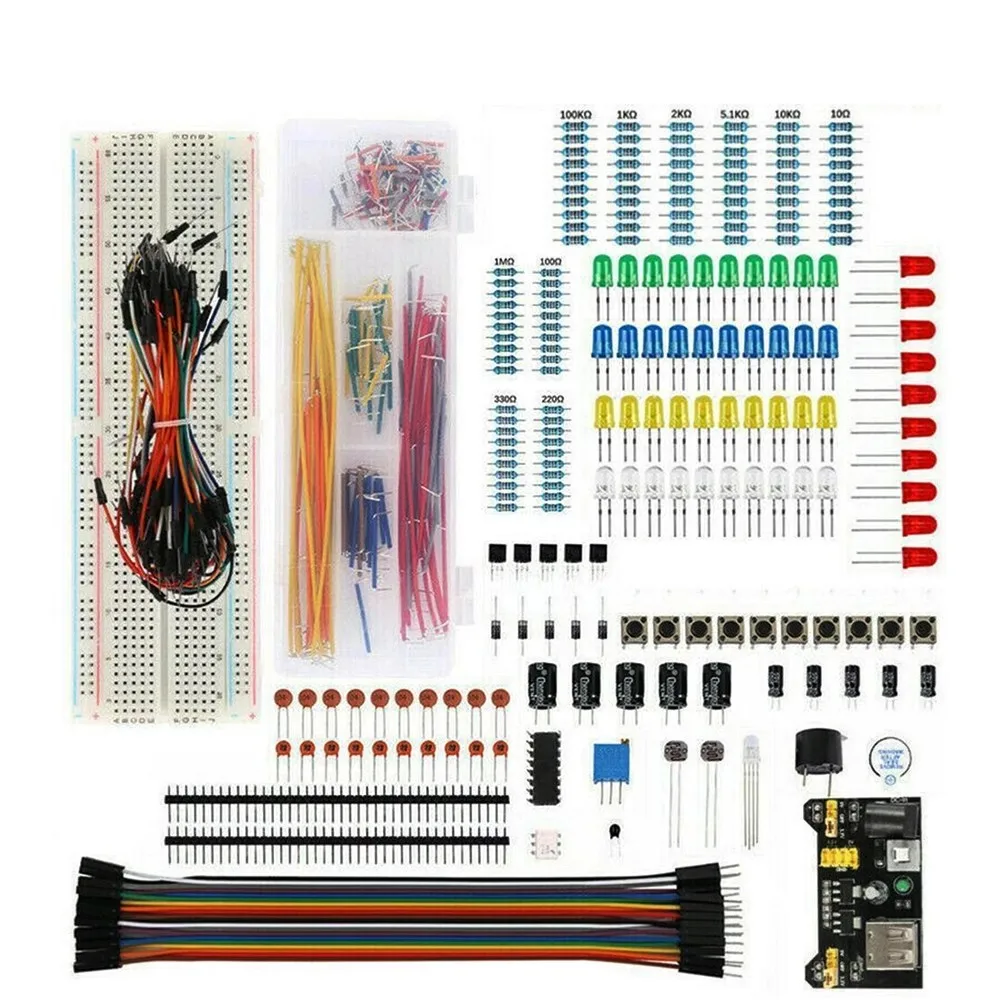 Kit de démarrage de projet de bricolage pour Arduino UNO R3, Kit de bricolage électronique, ensemble de composants électroniques avec boîte, planche à pain à 830 points d'attache