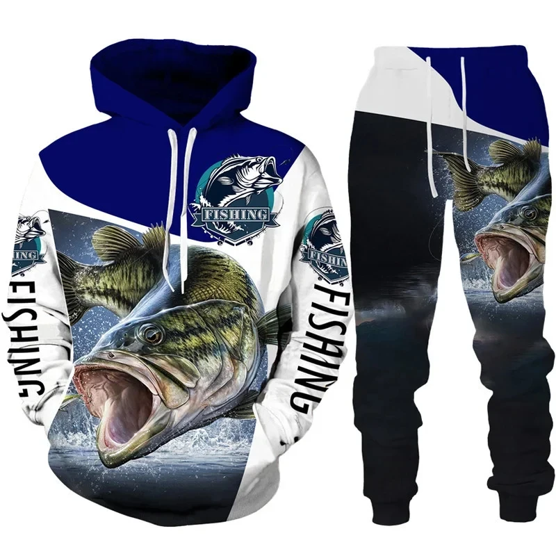 Cool Carp Fishing 3D Printing Hoodie Pant Suit Harajuku Streetwear Tracksuit Set Casual Outdoor Hunting Camping Unisex Clothes