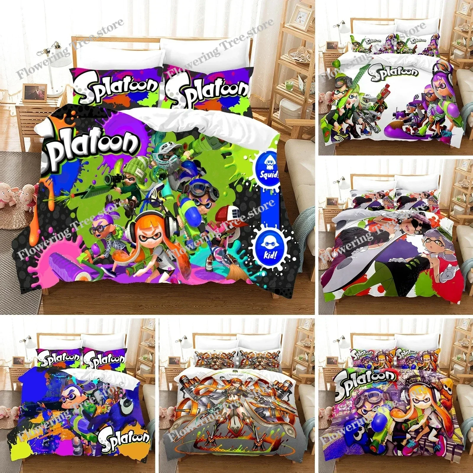 

3D Printed Splatoon Bedding Set Duvet Cover Bedroom Comforter Covers Single Twin King Size Quilt Cover Home Textile
