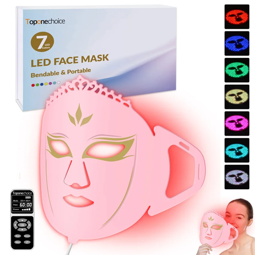 Mascarilla de terapia de luz roja Led, máscara de fotones avanzada, Flexible, infrarroja, suave, de silicona, 7 colores, 360 piezas