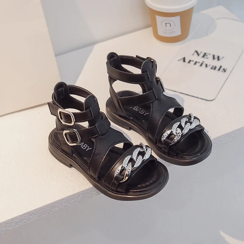 2024 Summer New Flat Sandals Girls Open Toe Korean Version of Fashion Flat Student Casual Beach Shoes