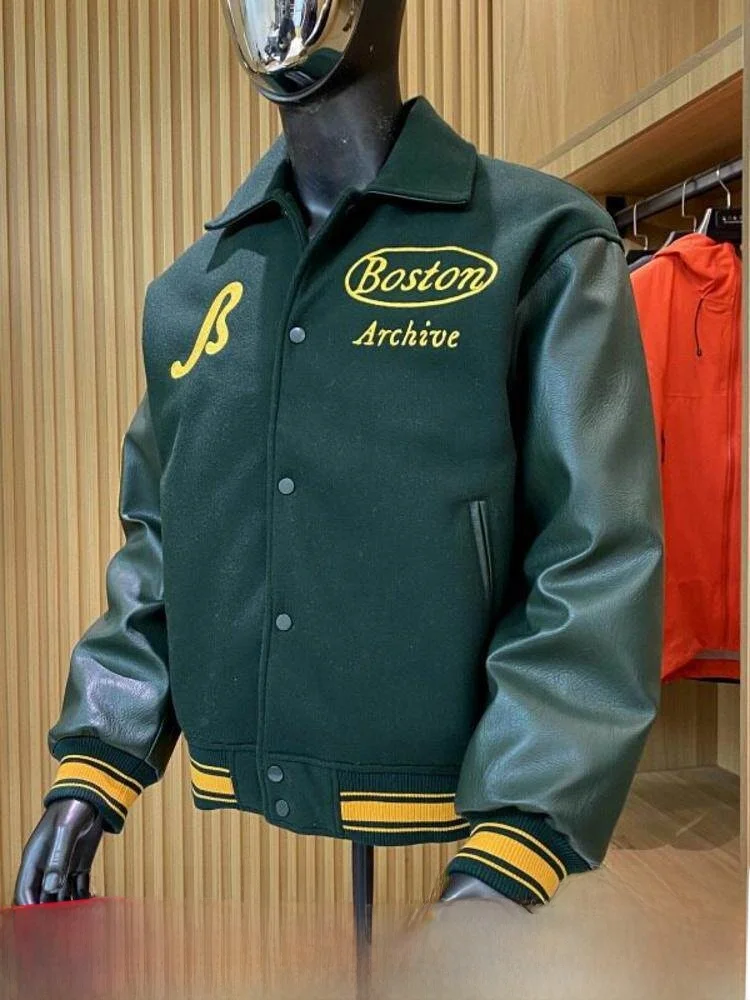  Line Pilot Jacket Patchwork Embroidery Baseball Style Cotton Coat Autumn Winter Youth Fashion Standard Fit Button up