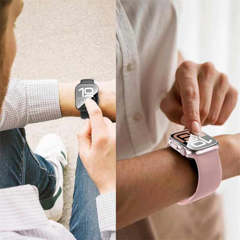 Glass + Case for Apple Watch 10 9 8 45mm 41mm 44mm 40mm S10 42mm 46mm PC Hard Protector Bumper Cover for IWatch 7 SE 6 5 4 3 image 6