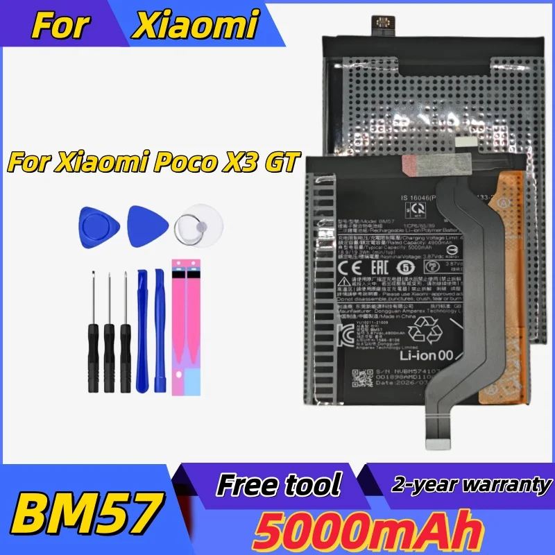 

2026 Years High Quality 5000mAh Battery BM57 For Xiaomi Poco X3 GT Phone Battery Bateria Batteries Fast Shipping