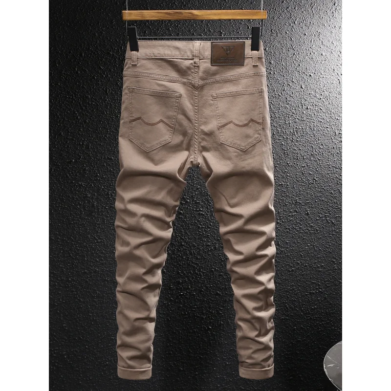 

Роскошные летние новые модные однотонные универсальные эластичные повседневные брюки в американском стиле, мужские брюки цвета хаки, корейская версия, Slim Fi