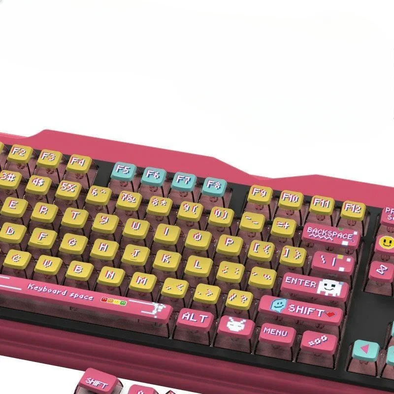 

High score girl keycap e-sports pixel Japanese rainbow high value pink cute minimalist style Internet celebrity full set of pudd