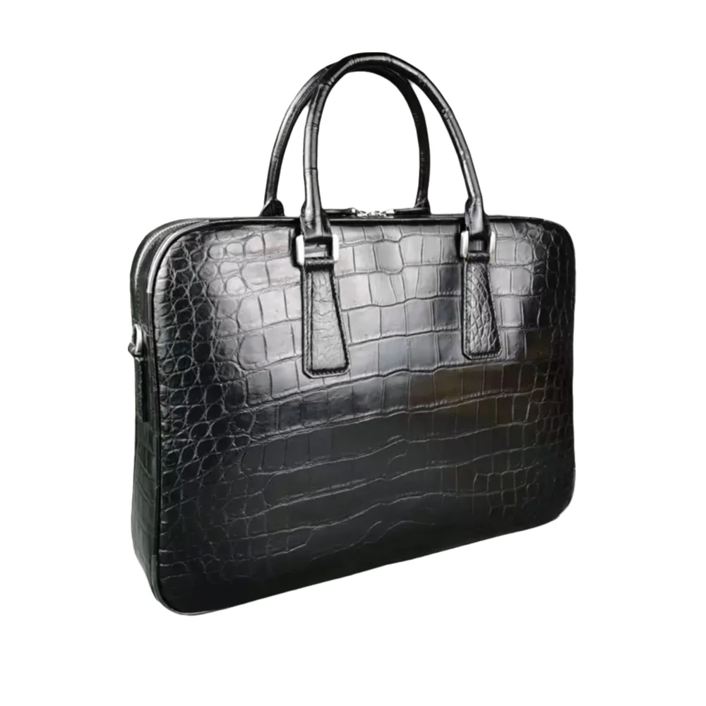 Authentic crocodile leather men's laptop briefcase real crocodile leather men's large business shoulder bag fashion handbag