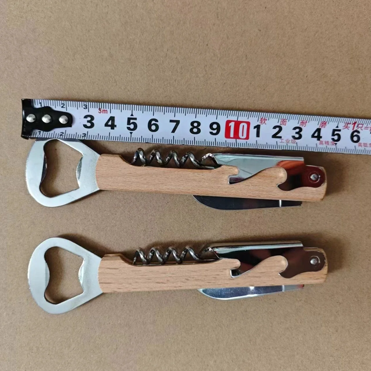 10pcs Wood Handle Wine Bottle Corkscrew with Beer Cap Openers for Waiters Bartenders