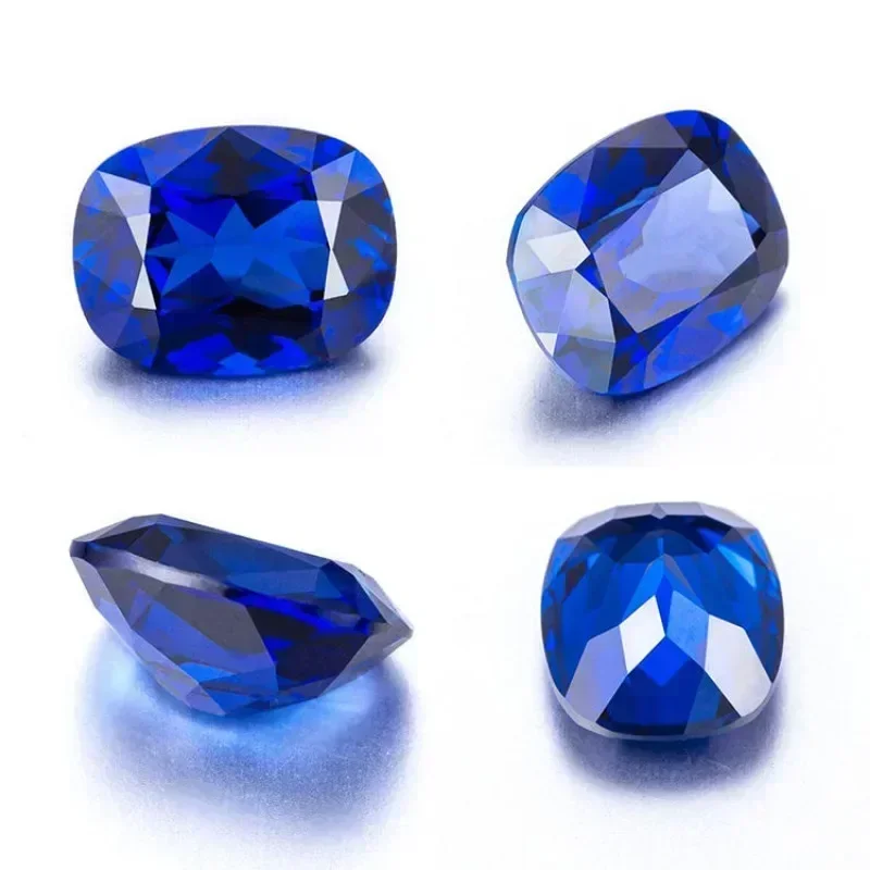 Lab Grown Sapphire Royal Blue Color Rectangular Cushion Shape Charm Gemstones for Diy Jewelry Making Selectable AGL Certificate