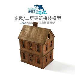 1: 72 Eastern European Second Floor Building Scene Wooden Assembly Model Decoration DIY Handmade Gift