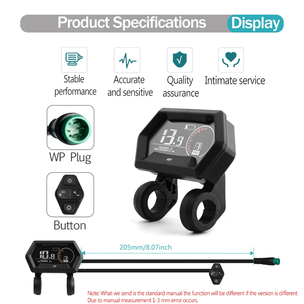 

ЖК-дисплей M9, 24В, 36В, 48В, 52В, 60В, 72В, 5-контактный водонепроницаемый разъем для протокола связи UART №2, для электровелосипедов и скутеров