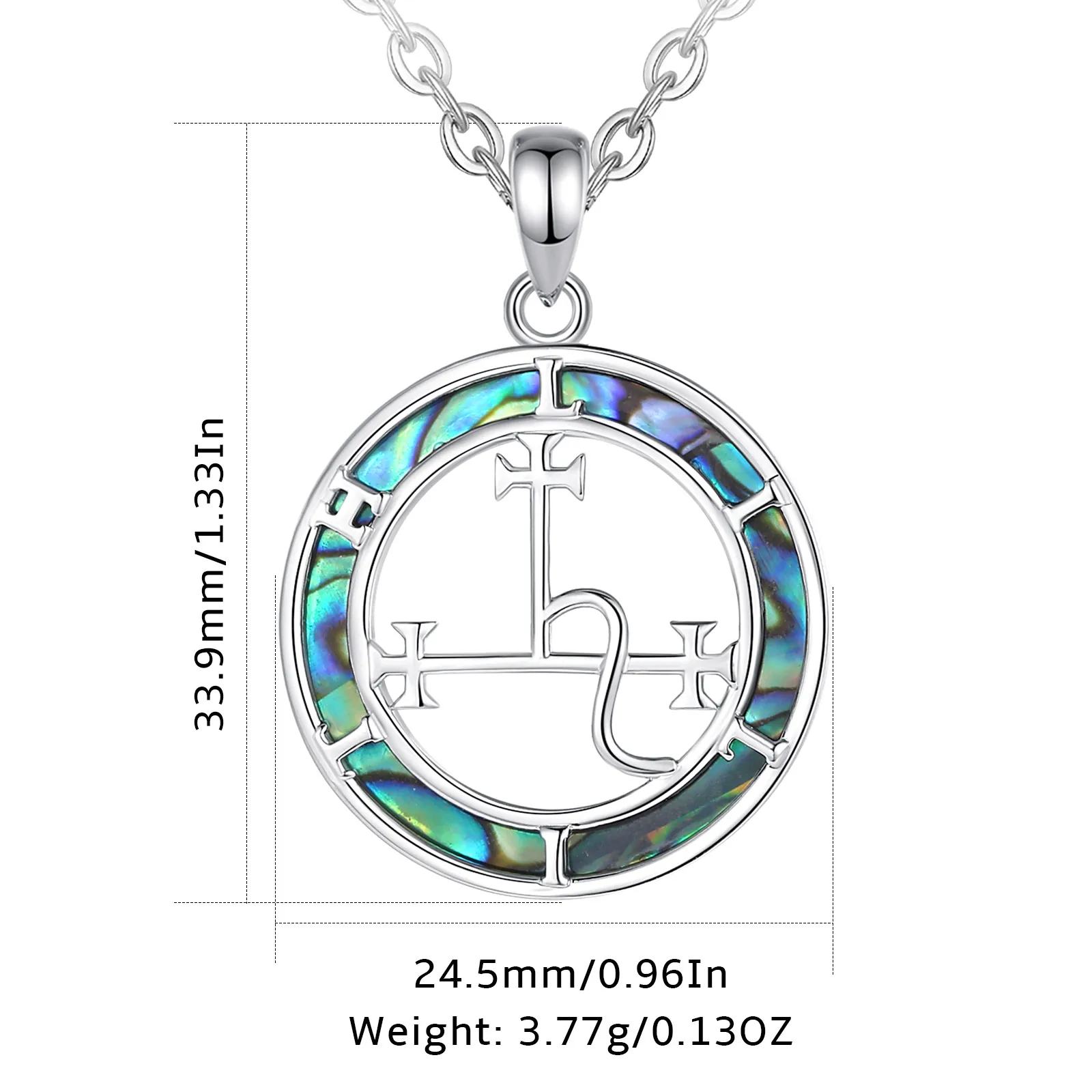 Eudora 925 Sterling Silver Lilith Sigil Necklace Natural Colorful Abalone Shell Pendant Religious Fine Jewelry Gift for Women