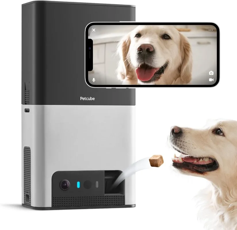 Petvineyard-Caméra Wi-Fi pour animaux de compagnie avec distributeur soucieux, vidéo HD 1080p, vue complète à 160 °, diagsonores et de mouvement, vision nocturne, moniteur pour animaux de compagnie