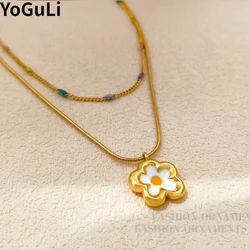 Modern Jewelry Sweet Korean Temperament Enamle Flower Pendant Necklace For Women Wedding Gifts Sweet Design Accessories Hot Sale