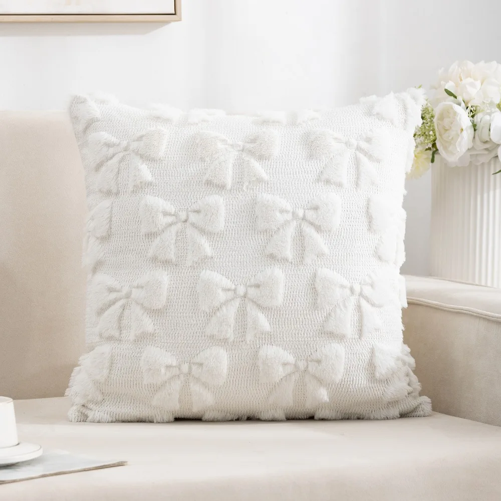 Home Decor Plush Rabbit Throw Pillow Cover Square Warm Backrest Cover 45cm Sofa Cushion Cover Bedroom