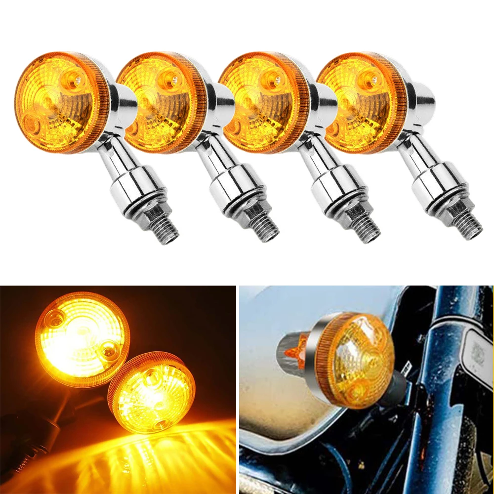 4 шт. универсальный мотоциклетный поворотник для Yamaha Kawasaki Honda светодиодное освещение указатели поворота световые индикаторы лампы янтарный хромированный корпус 4 шт. универсальный мотоциклетный поворотник для Yamaha Kawasaki Honda светодиодное освещение указатели поворота световые индикаторы лампы янтарный хромированный корпус