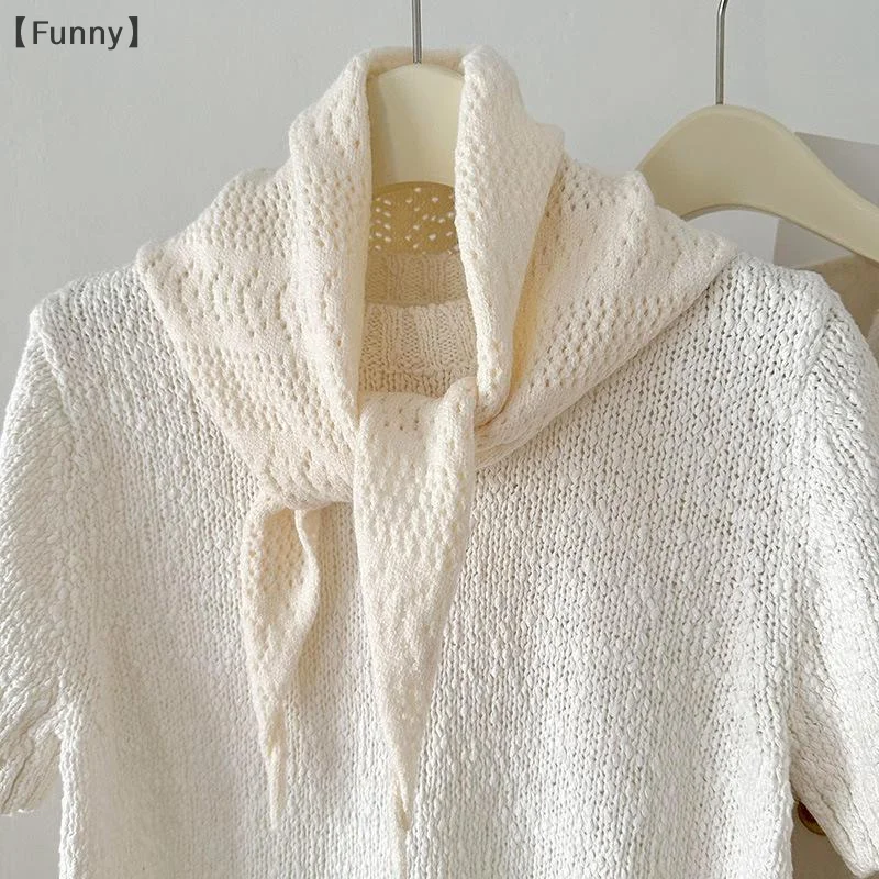 〔Funny〕 Wool Knitted Triangular Scarf Women Headscarf Knitted Scarf Multi-functional Warm Knitted Scarf