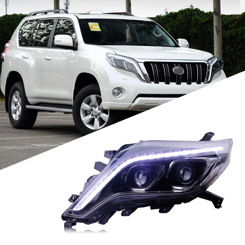 

Suitable for 14-17 Prado headlight assembly new domineering modified double lens xenon lamp LED daytime running light
