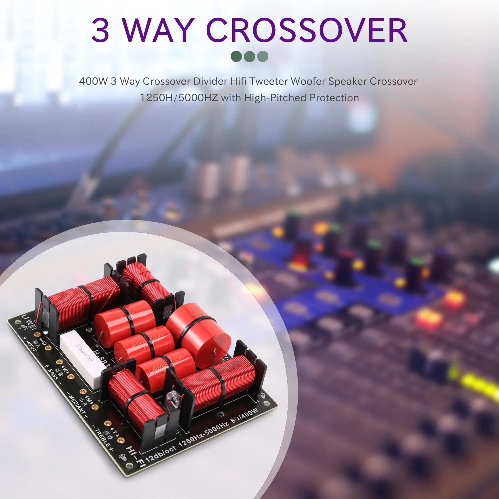 400W 3 způsob crossover dělič hifi tweeter woofer reproduktor crossover 1250H/5000HZ s high-pitched ochrana