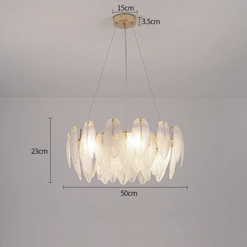 Luxe ronde gelaagde matte veren glazen kroonluchter Led ronde lamp Villa goud metaal voor woonkamer eettafel Grote hangLamp